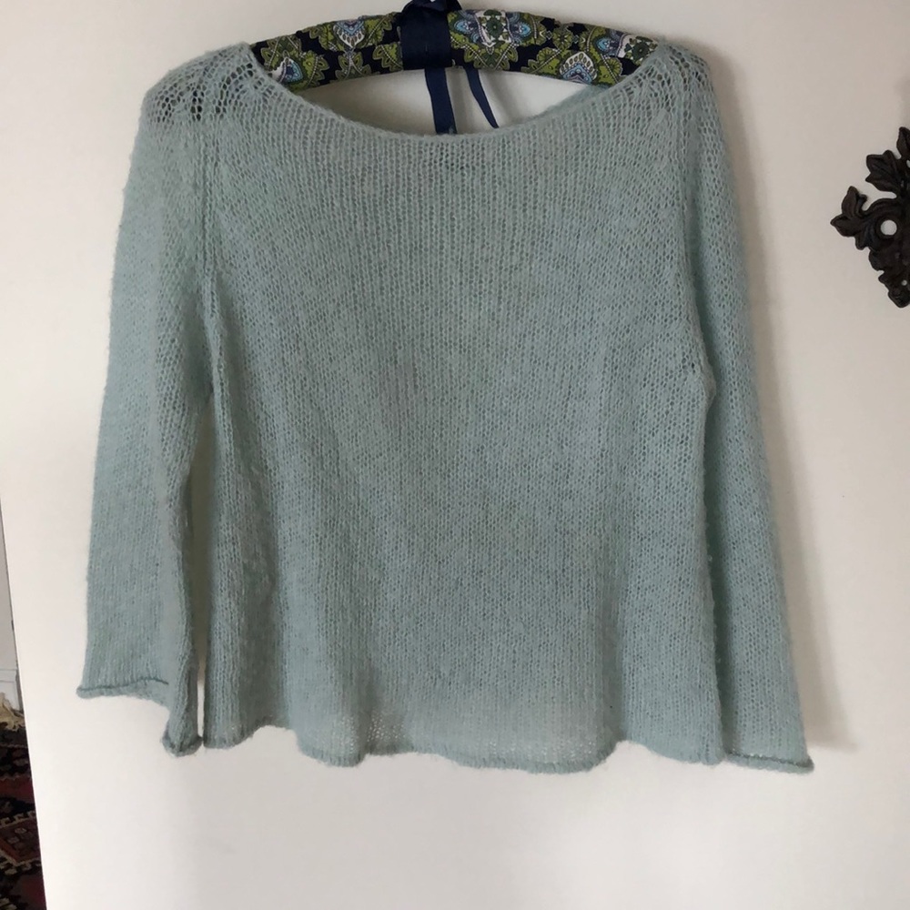 Wooden ships turq blue cropped sweater